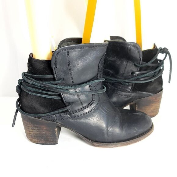 FREEBIRD by Steven Women's CASEY Black Leather Suede Ankle Boots Booties Size 8 - Picture 7 of 15